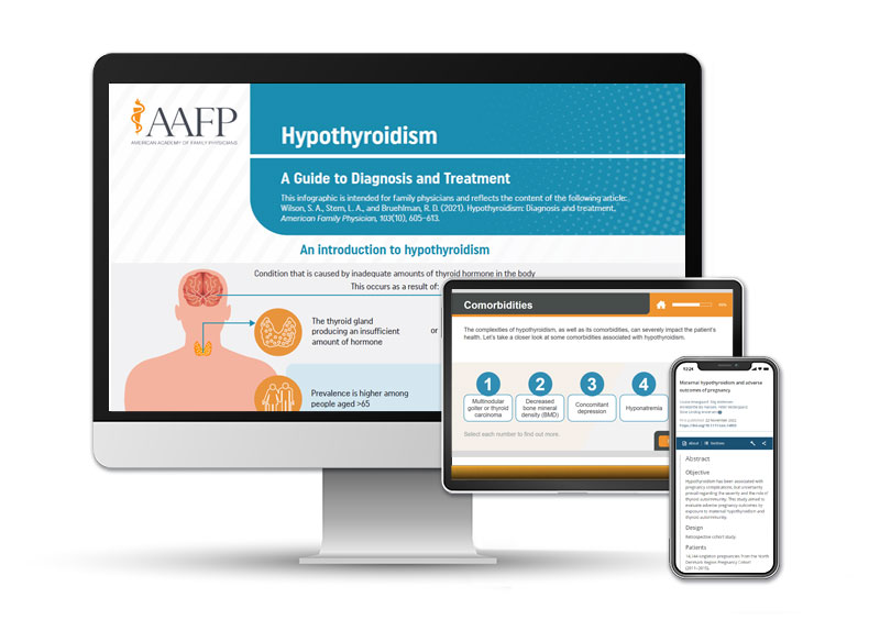 Family Medicine Intensive: Hypothyroidism education on three device screens