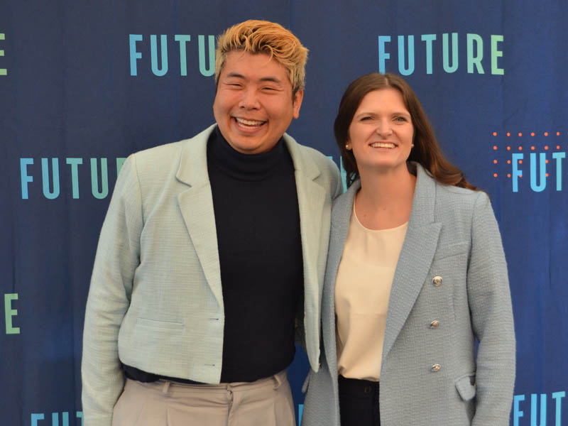 Bright Zhou, M.D., left, and Allison Zamora, D.O. in front the event’s new name.