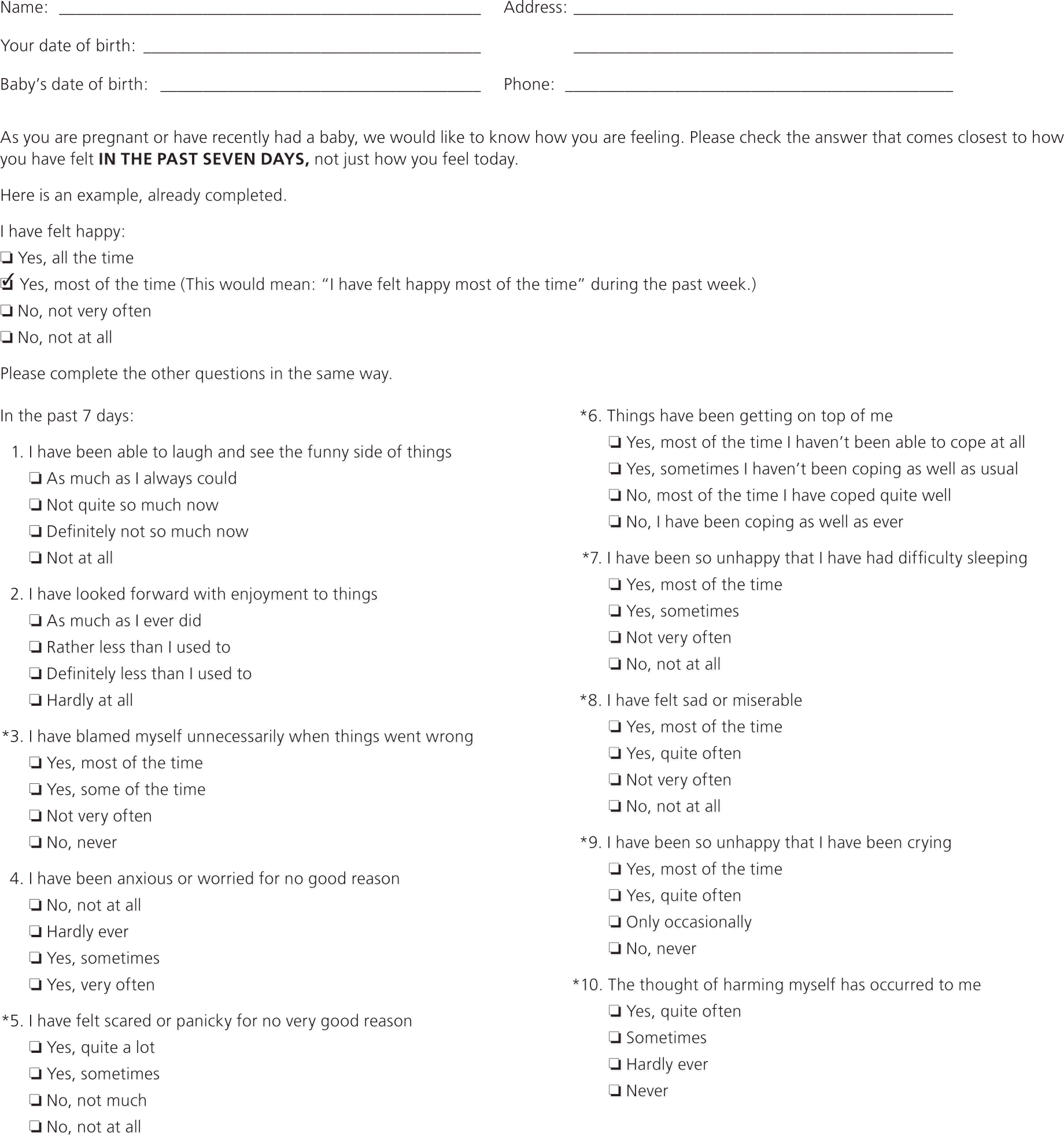 Respingere Proposta Alternativa Riverbero Postpartum Depression Scale 