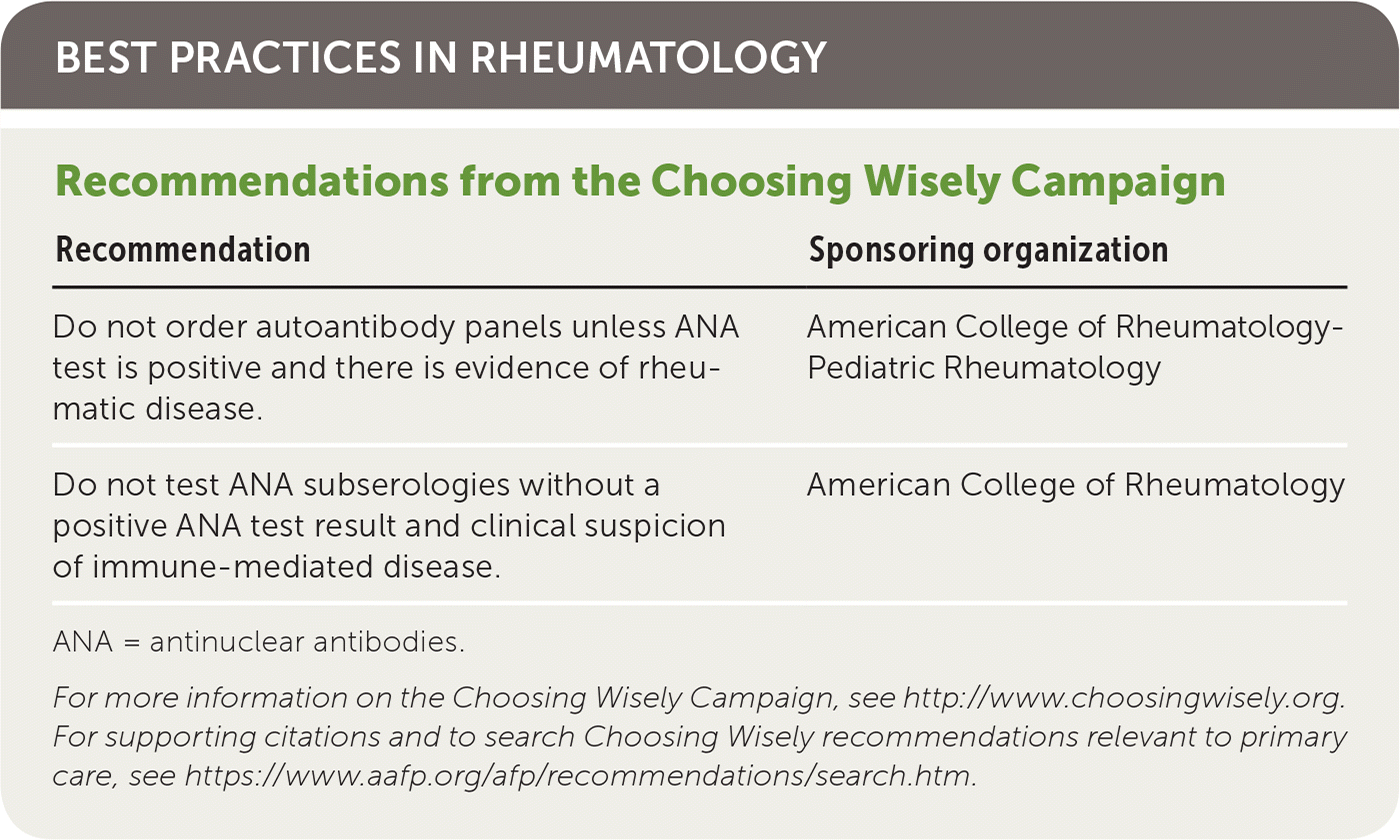 Rheumatologic Tests A Primer For Family Physicians AAFP